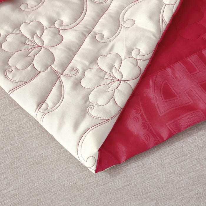 91家纺网 家纺一手货源 找家纺 OL家纺 2025新款亲肤丝加棉提花四件套 双喜龙凤-大红