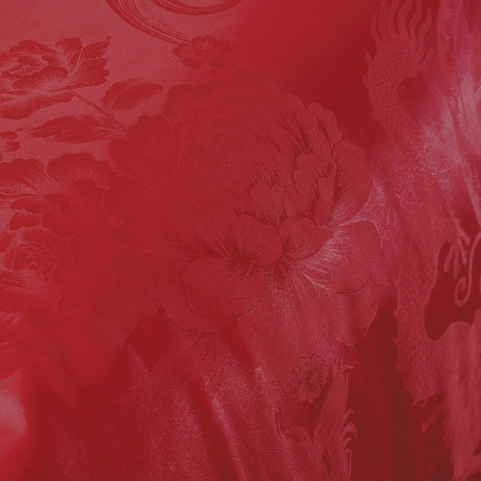 91家纺网 家纺一手货源 找家纺 OL家纺 2025新款亲肤丝加棉提花四件套 双喜龙凤-砖红