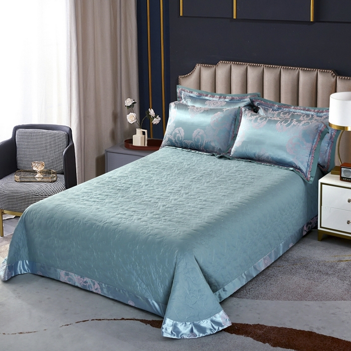 91家纺网 家纺一手货源 找家纺 OL家纺 2025新款亲肤丝加棉提花四件套 维纳斯-古典绿