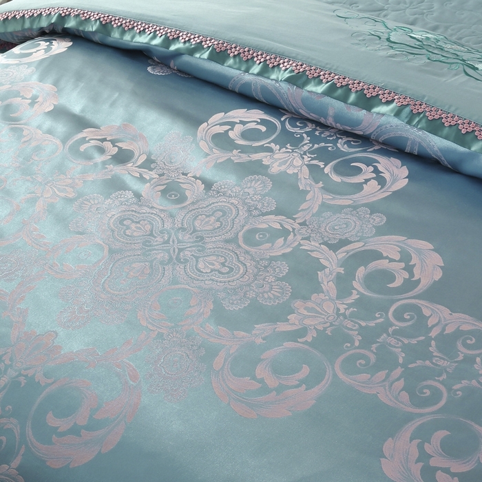 91家纺网 家纺一手货源 找家纺 OL家纺 2025新款亲肤丝加棉提花四件套 维纳斯-古典绿