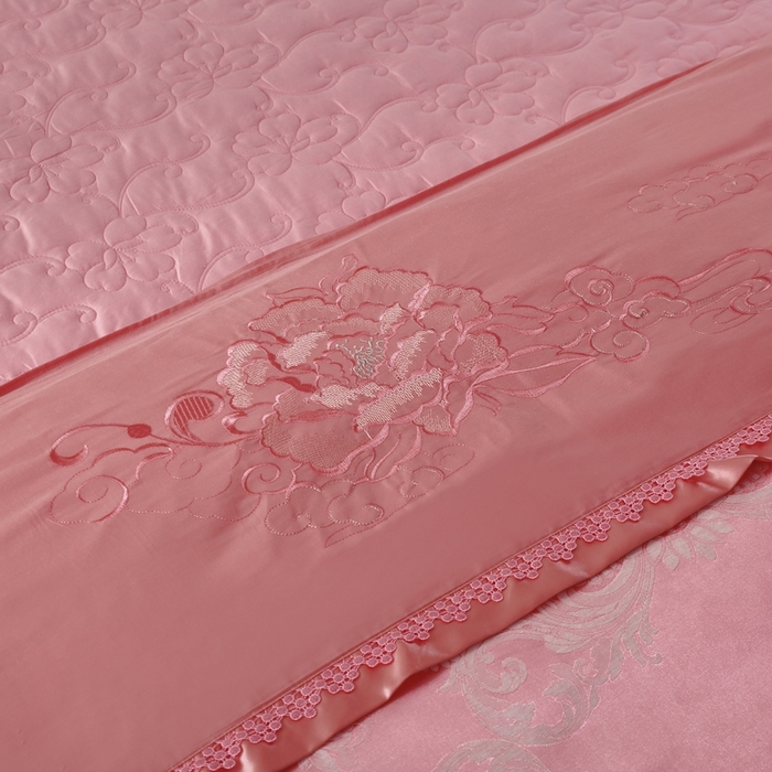 91家纺网 家纺一手货源 找家纺 OL家纺 2025新款亲肤丝加棉提花四件套 馨香甜梦-洋红