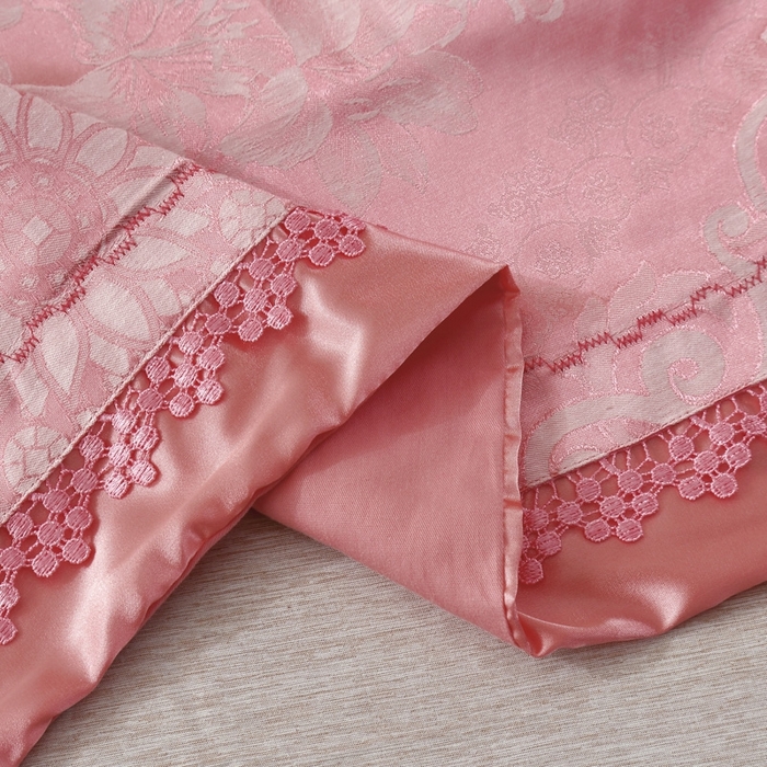 91家纺网 家纺一手货源 找家纺 OL家纺 2025新款亲肤丝加棉提花四件套 馨香甜梦-洋红