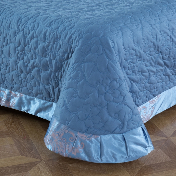 91家纺网 家纺一手货源 找家纺 OL家纺 2025新款亲肤丝加棉提花四件套 优雅迷情  浅兰