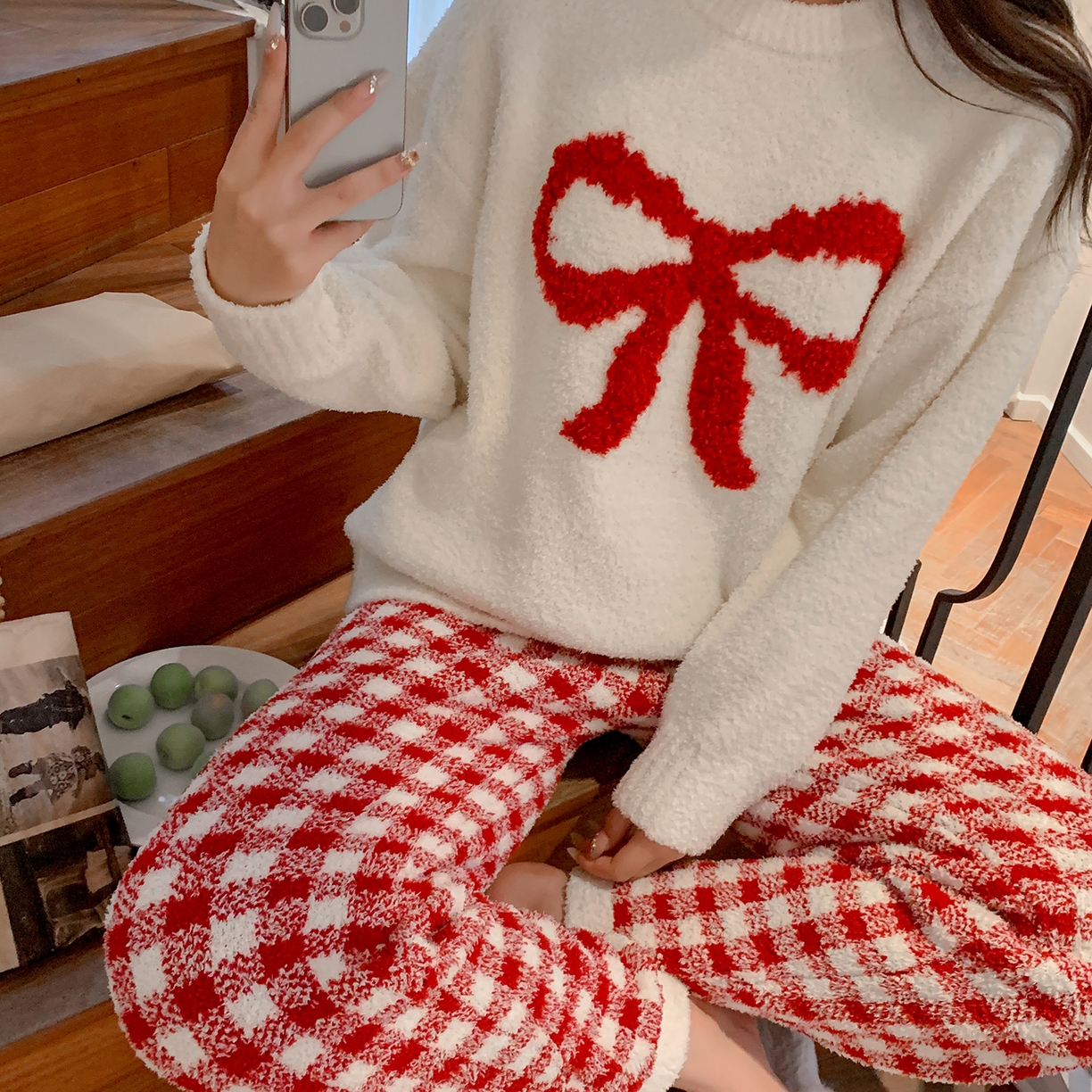 91家纺网 家纺一手货源 找家纺 多乐娜 2025新款半边绒家居服（会员拿货-5元，控价最低零售价138元起！） 浆果蝴蝶结