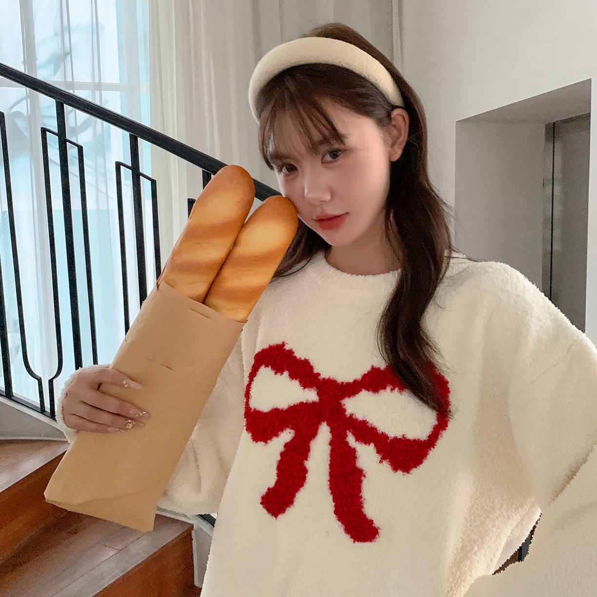 91家纺网 家纺一手货源 找家纺 多乐娜 2025新款半边绒家居服（会员拿货-5元，控价最低零售价138元起！） 浆果蝴蝶结