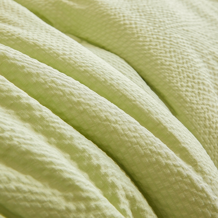 91家纺网 家纺一手货源 找家纺 欢乐季2025新款7A抗菌A类提花皱皱纱大豆纤维被四季被+被芯 香草绿