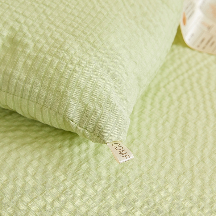 91家纺网 家纺一手货源 找家纺 欢乐季2025新款7A抗菌A类提花皱皱纱大豆纤维被四季被+被芯 香草绿