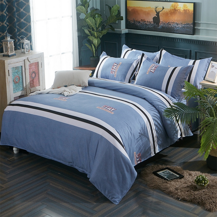 91家纺网 家纺一手货源 找家纺 典雅 2023网红爆款加厚植物羊绒磨毛四件套 快乐星期天