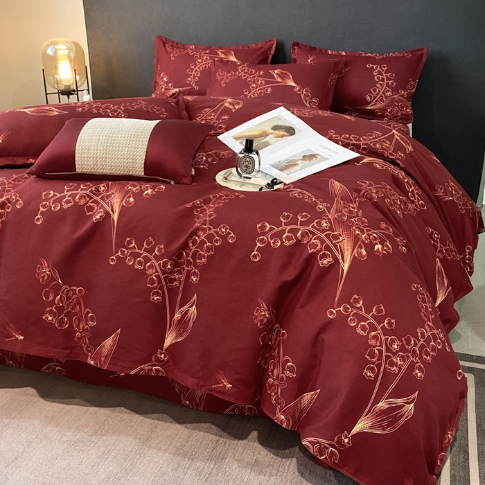 91家纺网 家纺一手货源 找家纺 典雅家纺 爆款新花色印花植物羊绒四件套磨毛四件套学生季 江南春