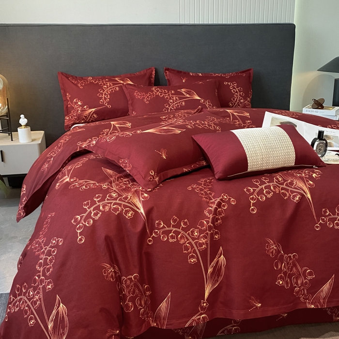 91家纺网 家纺一手货源 找家纺 典雅家纺 爆款新花色印花植物羊绒四件套磨毛四件套学生季 江南春