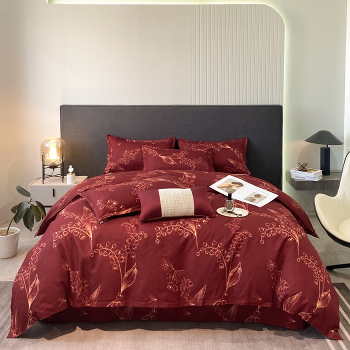 91家纺网 家纺一手货源 找家纺 典雅家纺 爆款新花色印花植物羊绒四件套磨毛四件套学生季 江南春