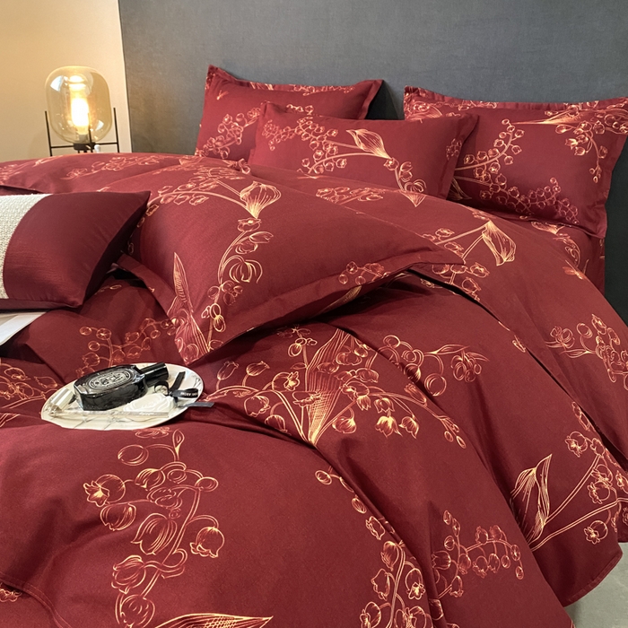 91家纺网 家纺一手货源 找家纺 典雅家纺 爆款新花色印花植物羊绒四件套磨毛四件套学生季 江南春