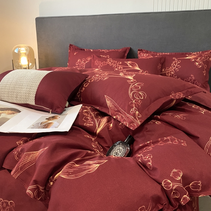 91家纺网 家纺一手货源 找家纺 典雅家纺 爆款新花色印花植物羊绒四件套磨毛四件套学生季 江南春