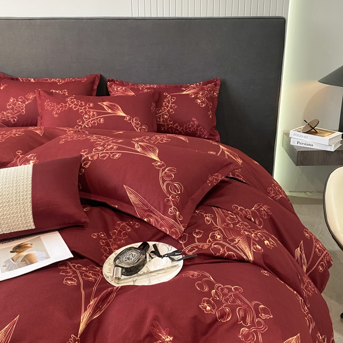 91家纺网 家纺一手货源 找家纺 典雅家纺 爆款新花色印花植物羊绒四件套磨毛四件套学生季 江南春