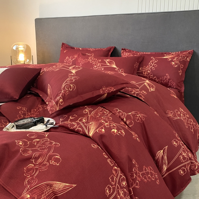 91家纺网 家纺一手货源 找家纺 典雅家纺 爆款新花色印花植物羊绒四件套磨毛四件套学生季 江南春