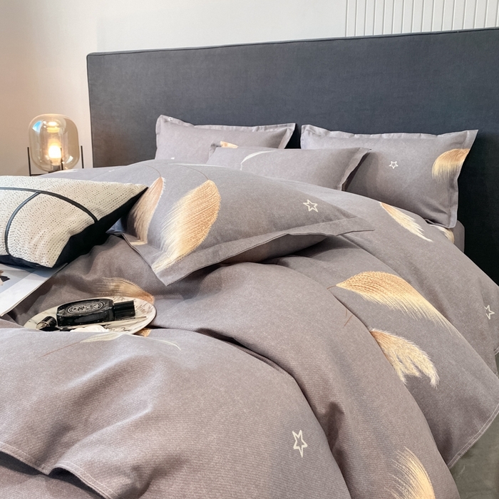 91家纺网 家纺一手货源 找家纺 典雅家纺 爆款新花色印花植物羊绒四件套磨毛四件套学生季 苇花飞扬