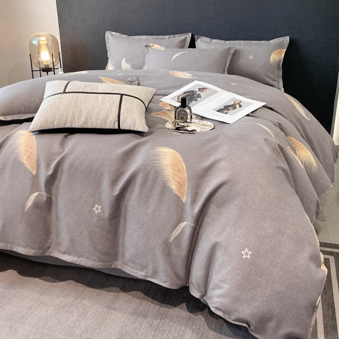 91家纺网 家纺一手货源 找家纺 典雅家纺 爆款新花色印花植物羊绒四件套磨毛四件套学生季 苇花飞扬