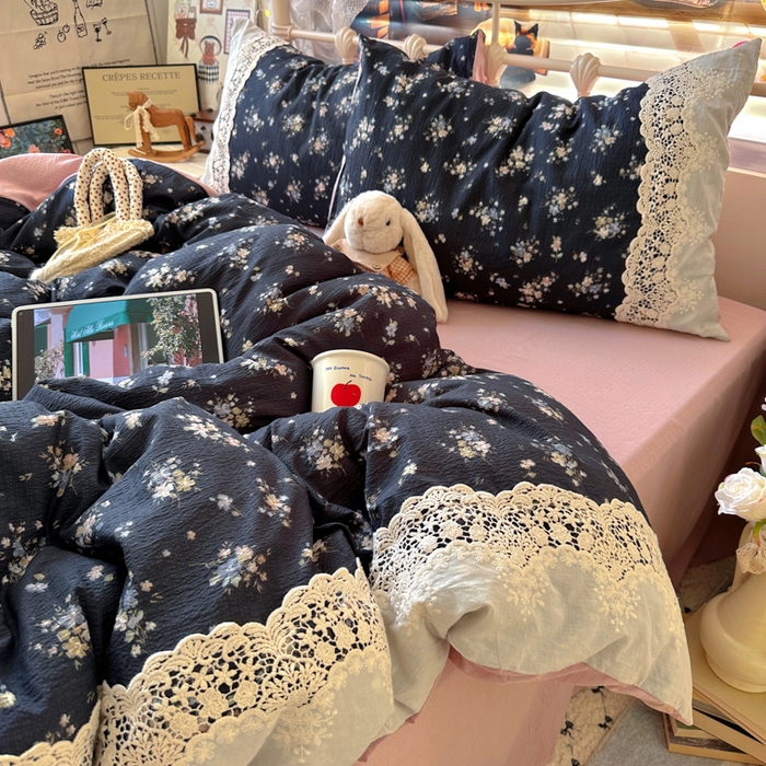 91家纺网 家纺一手货源 找家纺 （总）阿曼达 2025新款水洗全工艺印染甜美复古四件套