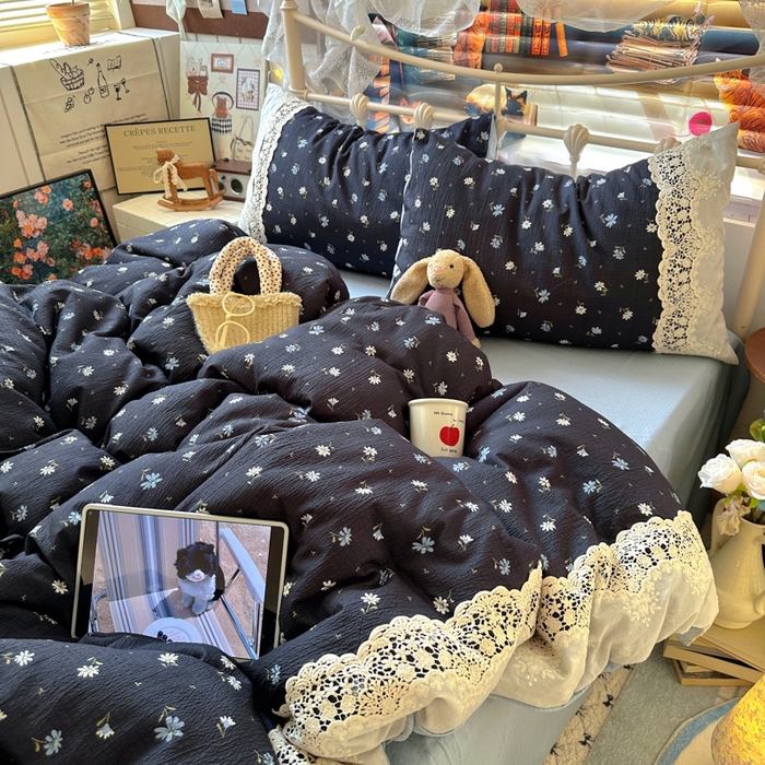 91家纺网 家纺一手货源 找家纺 （总）阿曼达 2025新款水洗全工艺印染甜美复古四件套