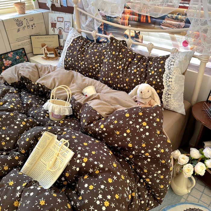 91家纺网 家纺一手货源 找家纺 阿曼达 2025新款水洗全工艺印染甜美复古四件套 甜美复古-花花酱