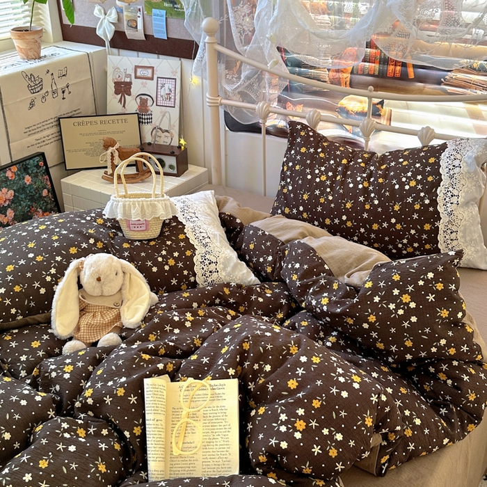 91家纺网 家纺一手货源 找家纺 阿曼达 2025新款水洗全工艺印染甜美复古四件套 甜美复古-花花酱