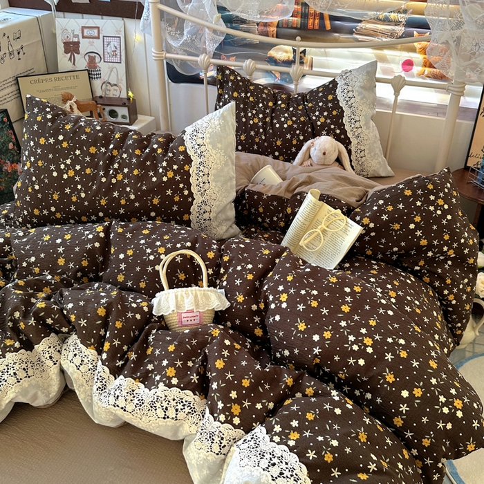 91家纺网 家纺一手货源 找家纺 阿曼达 2025新款水洗全工艺印染甜美复古四件套 甜美复古-花花酱