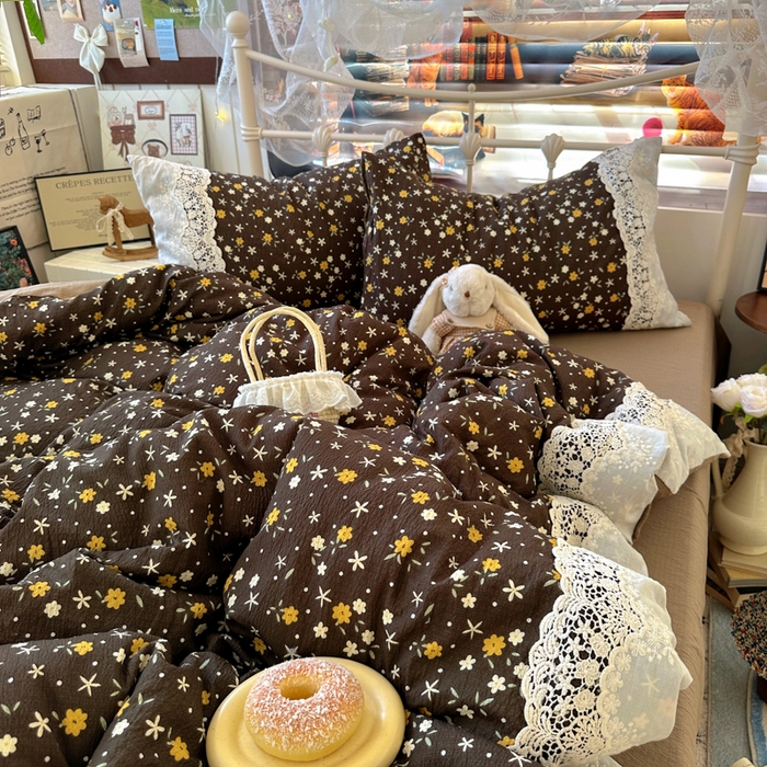 91家纺网 家纺一手货源 找家纺 阿曼达 2025新款水洗全工艺印染甜美复古四件套 甜美复古-花花酱