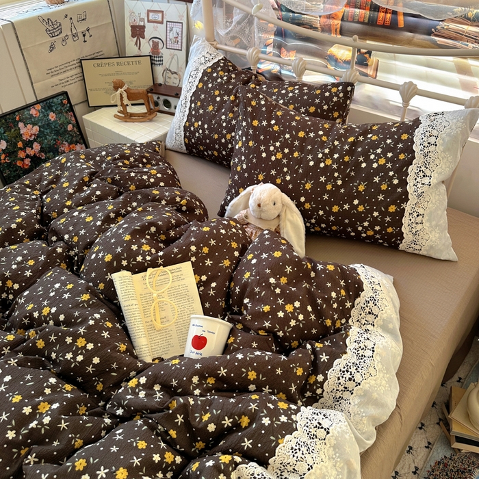 91家纺网 家纺一手货源 找家纺 阿曼达 2025新款水洗全工艺印染甜美复古四件套 甜美复古-花花酱