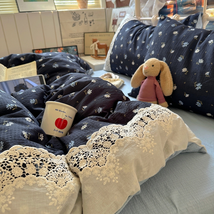 91家纺网 家纺一手货源 找家纺 阿曼达 2025新款水洗全工艺印染甜美复古四件套 甜美复古-小雏菊