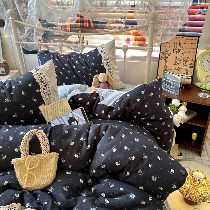 91家纺网 家纺一手货源 找家纺 阿曼达 2025新款水洗全工艺印染甜美复古四件套 甜美复古-小雏菊