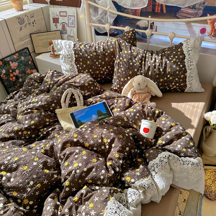 91家纺网 家纺一手货源 找家纺 阿曼达 2025新款水洗全工艺印染甜美复古四件套 甜美复古-花花酱