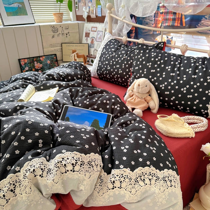 阿曼达 2025新款水洗全工艺印染甜美复古四件套 甜美复古-少女花