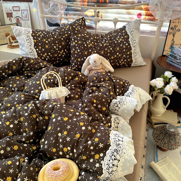 91家纺网 家纺一手货源 找家纺 阿曼达 2025新款水洗全工艺印染甜美复古四件套 甜美复古-花花酱