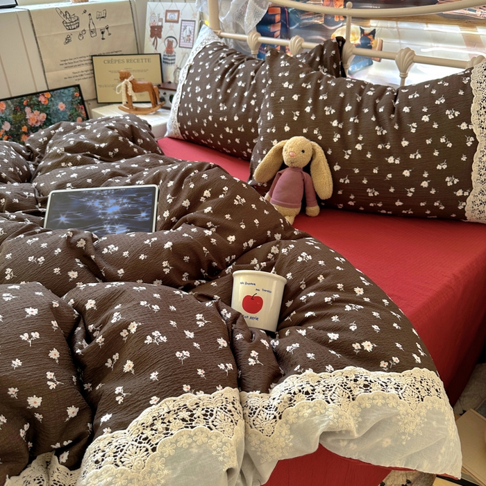 阿曼达 2025新款水洗全工艺印染甜美复古四件套 甜美复古-樱花调