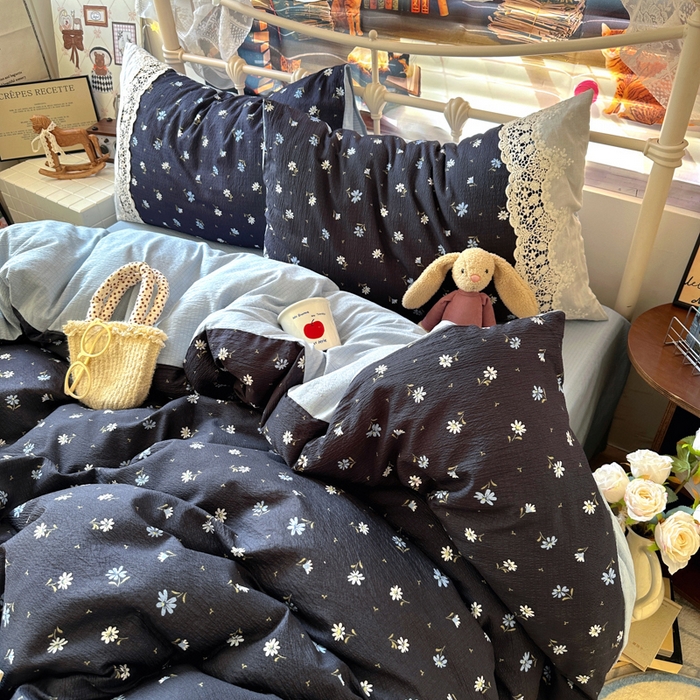 91家纺网 家纺一手货源 找家纺 阿曼达 2025新款水洗全工艺印染甜美复古四件套 甜美复古-小雏菊