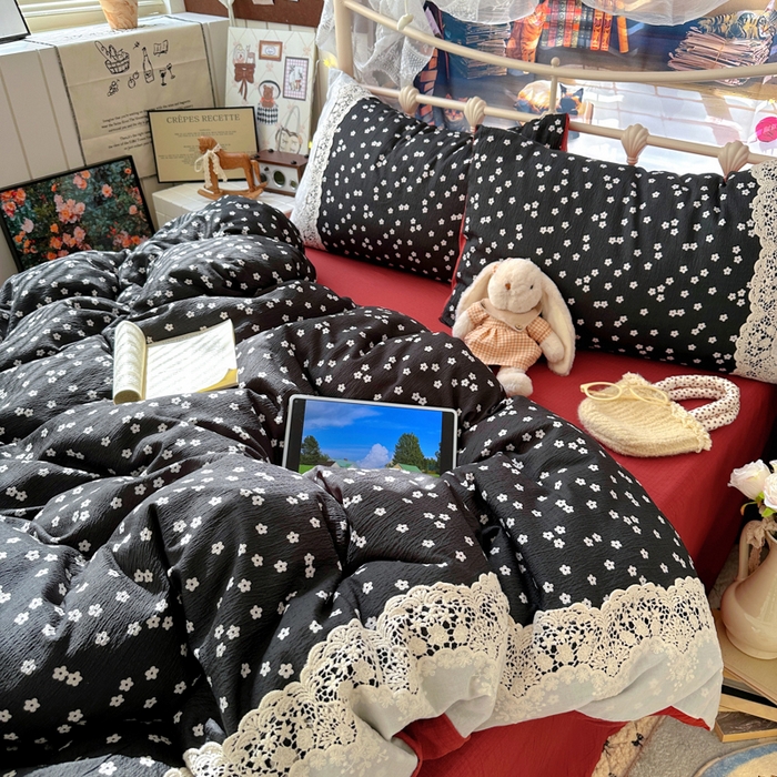 91家纺网 家纺一手货源 找家纺 阿曼达 2025新款水洗全工艺印染甜美复古四件套 甜美复古-少女花