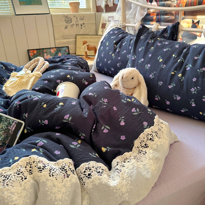 91家纺网 家纺一手货源 找家纺 阿曼达 2025新款水洗全工艺印染甜美复古四件套 甜美复古-花仙儿