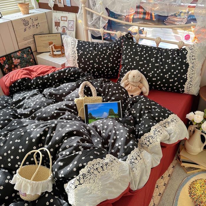 91家纺网 家纺一手货源 找家纺 阿曼达 2025新款水洗全工艺印染甜美复古四件套 甜美复古-少女花