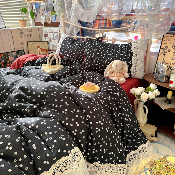 91家纺网 家纺一手货源 找家纺 阿曼达 2025新款水洗全工艺印染甜美复古四件套 甜美复古-少女花