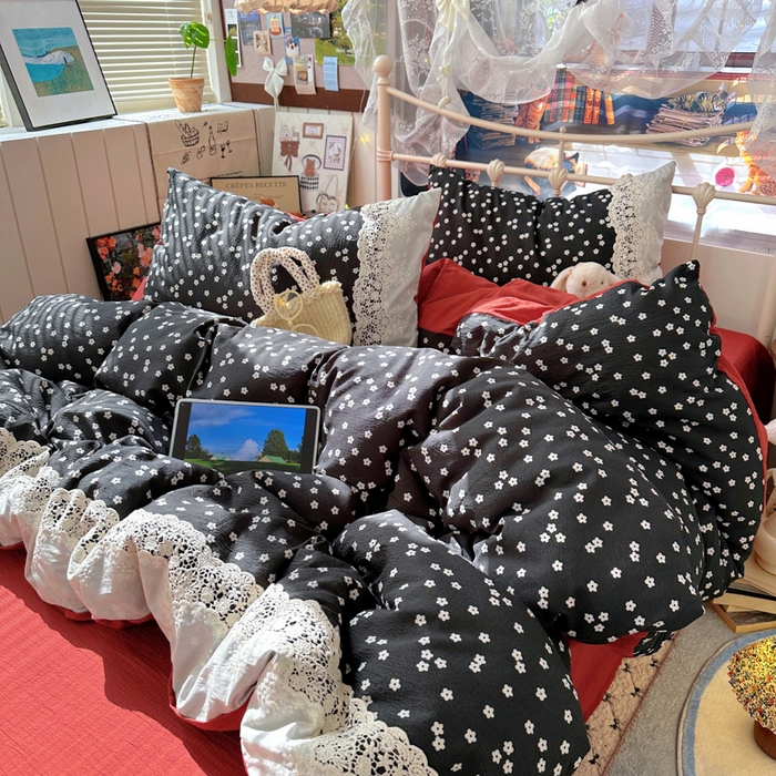 91家纺网 家纺一手货源 找家纺 阿曼达 2025新款水洗全工艺印染甜美复古四件套 甜美复古-少女花