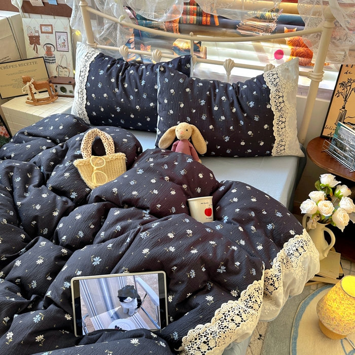 91家纺网 家纺一手货源 找家纺 阿曼达 2025新款水洗全工艺印染甜美复古四件套 甜美复古-小雏菊