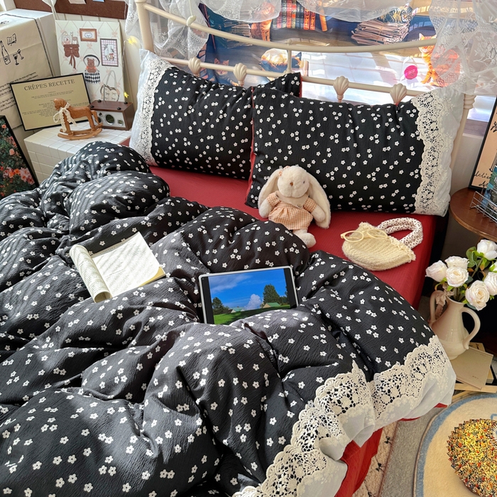 91家纺网 家纺一手货源 找家纺 阿曼达 2025新款水洗全工艺印染甜美复古四件套 甜美复古-少女花