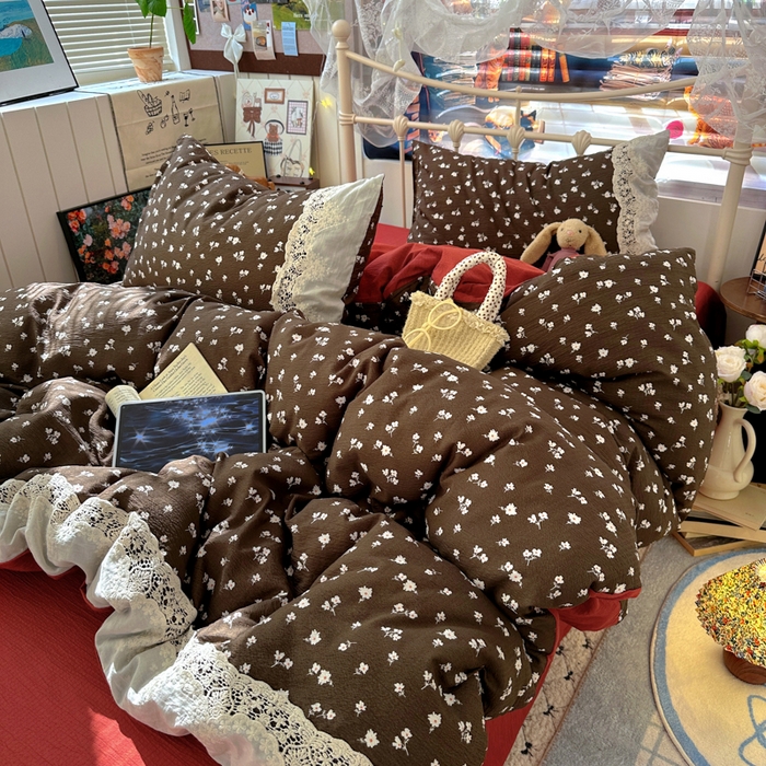 91家纺网 家纺一手货源 找家纺 阿曼达 2025新款水洗全工艺印染甜美复古四件套 甜美复古-樱花调