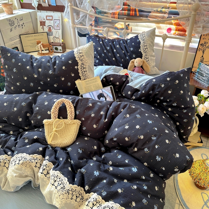 91家纺网 家纺一手货源 找家纺 阿曼达 2025新款水洗全工艺印染甜美复古四件套 甜美复古-小雏菊