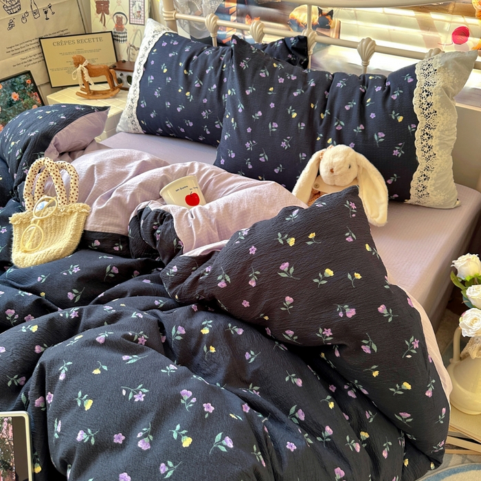 91家纺网 家纺一手货源 找家纺 阿曼达 2025新款水洗全工艺印染甜美复古四件套 甜美复古-花仙儿