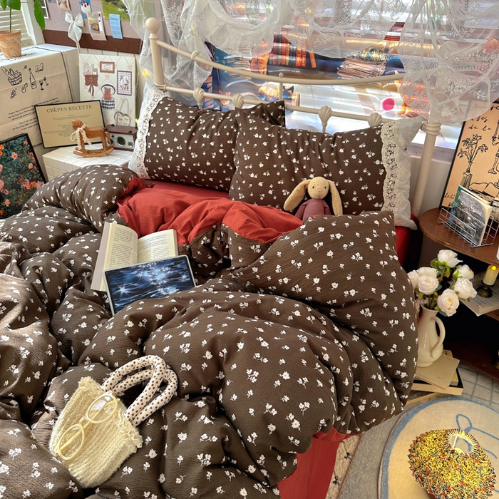 91家纺网 家纺一手货源 找家纺 阿曼达 2025新款水洗全工艺印染甜美复古四件套 甜美复古-樱花调