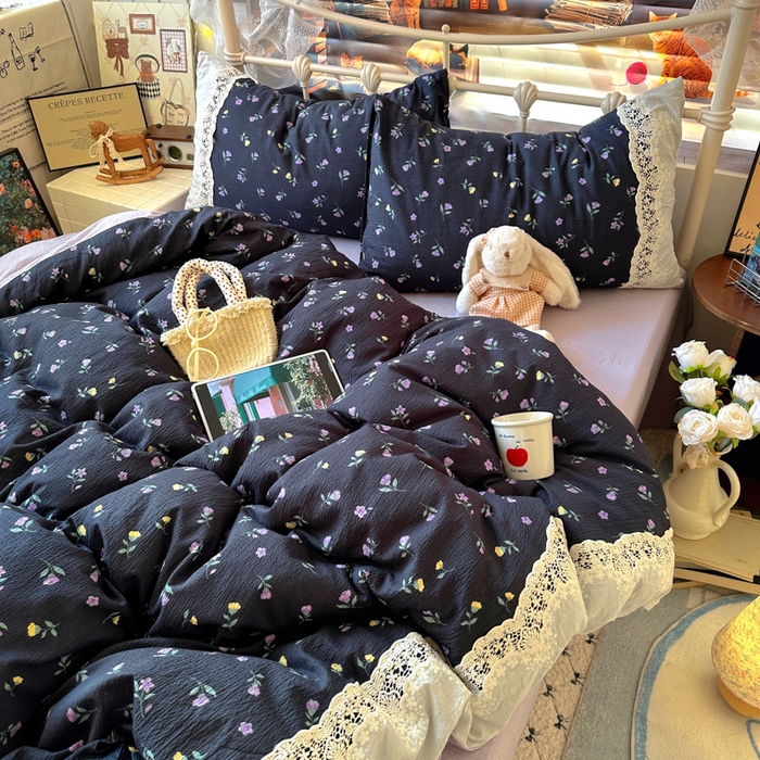 91家纺网 家纺一手货源 找家纺 阿曼达 2025新款水洗全工艺印染甜美复古四件套 甜美复古-花仙儿