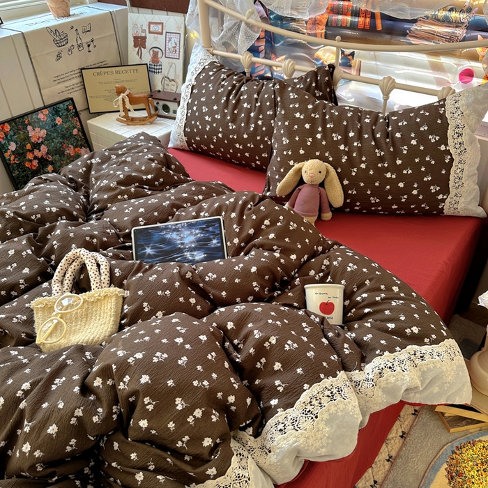 91家纺网 家纺一手货源 找家纺 阿曼达 2025新款水洗全工艺印染甜美复古四件套 甜美复古-樱花调