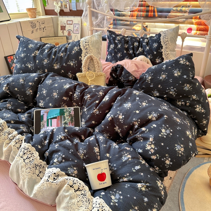 91家纺网 家纺一手货源 找家纺 阿曼达 2025新款水洗全工艺印染甜美复古四件套 甜美复古-小梨漫