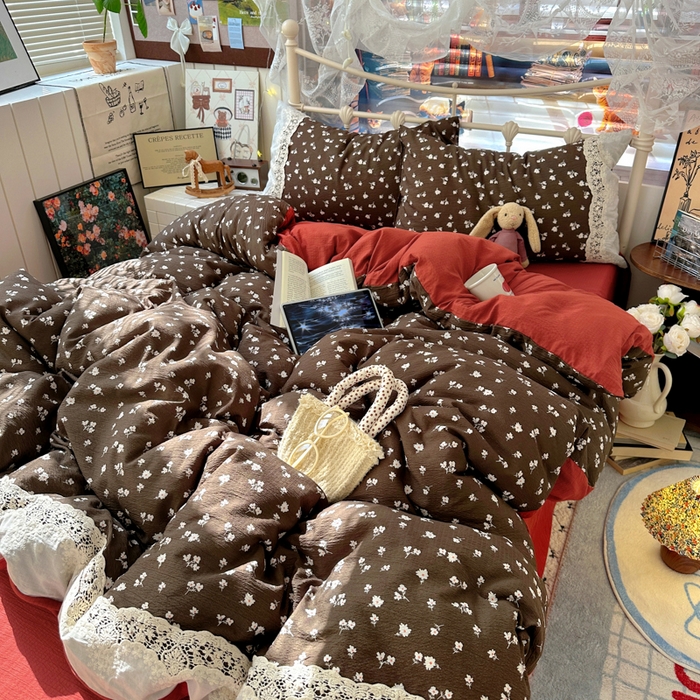 91家纺网 家纺一手货源 找家纺 阿曼达 2025新款水洗全工艺印染甜美复古四件套 甜美复古-樱花调